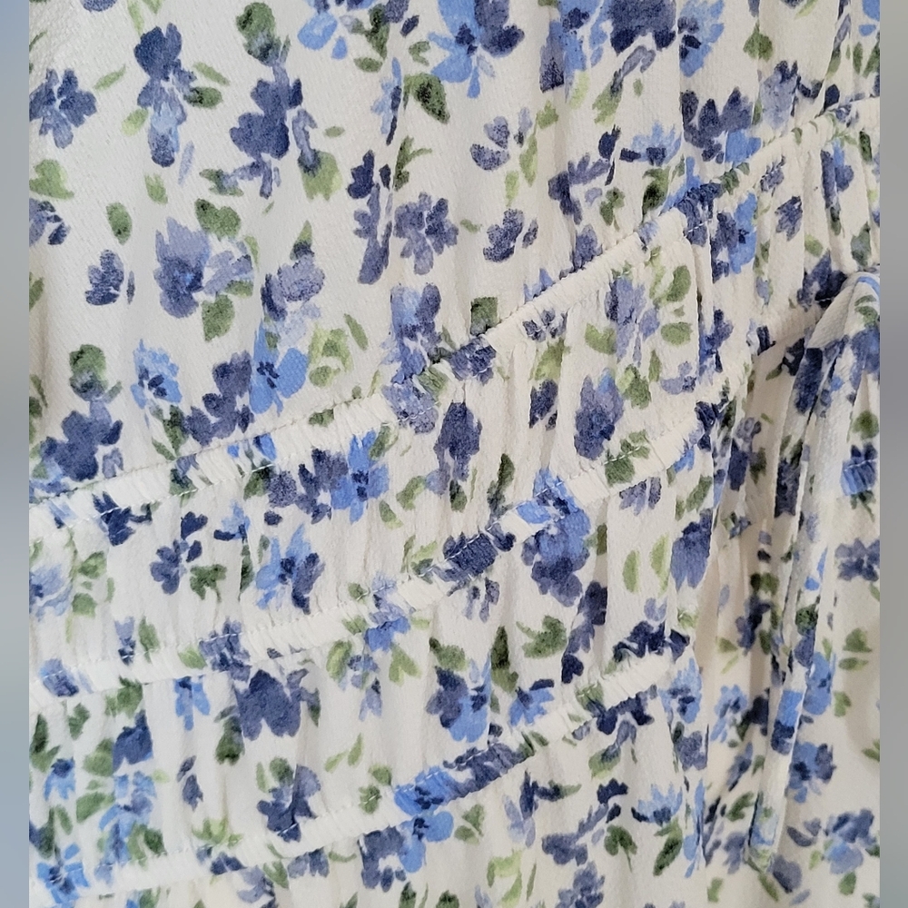 Kate and Lily NWOT  Feminine Floral Print Mid Length Dress Size 2X Blue & White - Picture 5 of 11